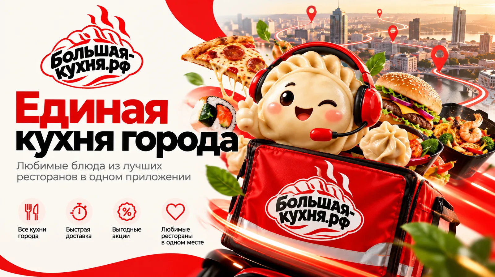 Единая кухня города — доставка из лучших ресторанов